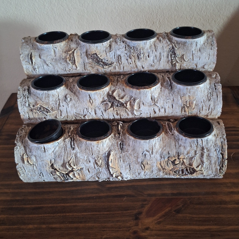 Natural Birch Log Candle Holder